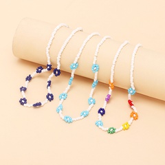 Halsband ethnische handgemachte Reisperlenkette Nischendesign Temperament Perlen Blumen Schlüsselbeinkette
