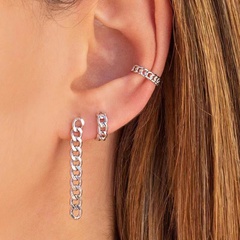 bijoux fantaisie chaîne en métal simple boucles d'oreilles d'un seul côté ensemble de boucles d'oreilles clip d'oreille
