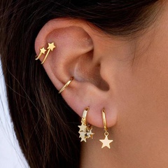 Bijoux fantaisie unilatérale asymétrique boucle d'oreille étoile clip d'oreille ensemble de boucle d'oreille