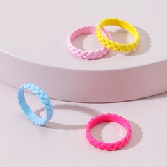 Qingdao European and American Fashion Jewelry Color Spray Paint Simple Twist Alloy Ring Set