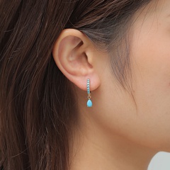 Qingdao DAVEY European and American Fashion Jewelry Simple Copper Inlaid Zircon Water Drop Earrings Earring Ring/Stud Earring Girls Earrings