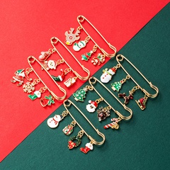 Christmas series alloy color dripping oil Christmas tree snowflake elk snowman pendant brooch