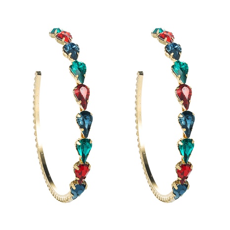 cross-border fashion alloy diamond drop-shaped rhinestone large C-shaped earrings's discount tags