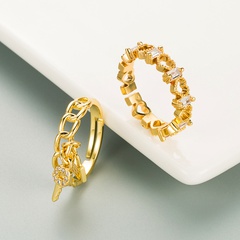 Creative personality heart-shaped lock chain ring fashion personality design index finger ring NHYIS435117