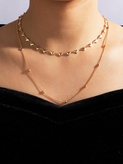 2021 Amazon neuer Schmuck goldenes Pfirsichherz mehrlagige Halskette geometrische doppellagige Halskette