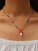 European and American crossborder new product Bohemia style mixed wear rice bead mushroom necklacepicture15