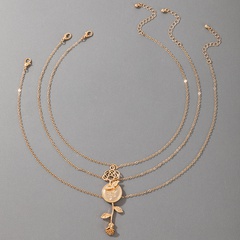 Neue kreative Schmuck goldene Rose Halskette dreiteiliges Blumen-Halsketten-Set
