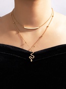 Europischer und amerikanischer grenzberschreitender neuer kreativer Schmuck goldene geometrische mehrschichtige Halskette schlangenfrmige doppelschichtige Halskettepicture11