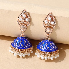 European and American creative personality retro wild pearl painting oil earrings