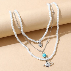 Version coréenne du collier de perles rétro sauvage petite planète heureuse créative fraîche