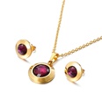 Mode neue runde Persnlichkeit Kristall Halskette Ohrringe Gold Setpicture15