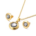 Mode neue runde Persnlichkeit Kristall Halskette Ohrringe Gold Setpicture18