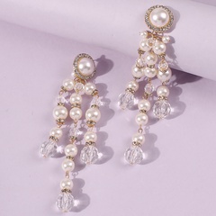 fashion imitation crystal temperament pearl long earrings