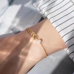 simple temperament wheat ear gold bracelet fashion all-match adjustable pearl stainless steel bracelet