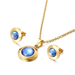 Mode neue runde Persönlichkeit Kristall Halskette Ohrringe Gold Set