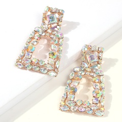 fashion alloy diamond trapezoidal earrings