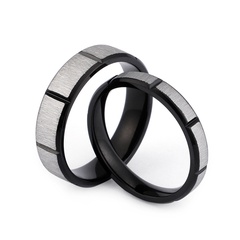 new jewelry stainless steel black sand surface ring couple ring wholesale