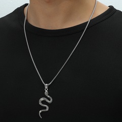 personnalité mode serpent pendentif hip hop lumineux rétro serpent collier pendentif tendance bijoux accessoires