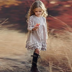 new plaid dress children's casual skirt spring and autumn little girl A-line skirt