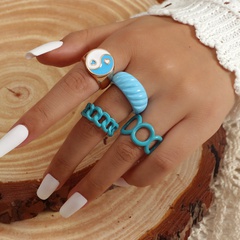 Cross-border new geometric ring 4 piece set creative gossip chain flower ring finger ring