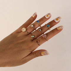 Außenhandel neuer Stil Mode heißer Verkauf Opal Champagner Farbe Multicolor Joint Ring 8 Stück Set Großhandel