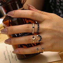 nuevo conjunto de anillos transfronterizos moda negro piedra preciosa estrella luna conjunto de 6 piezas anillo conjunto anillo de dedo