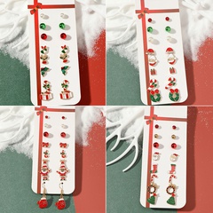 European and American new Christmas earrings set creative cartoon oil dripping old man Christmas tree earrings set