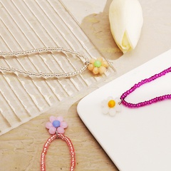 cross-border ethnic style rice bead flower pendant clavicle chain bohemian vibrant color small daisy choker necklace
