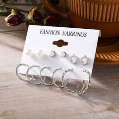 einfache Ohrringe Legierung 6 Paar Perlenohrringe Set kreative geometrische Ohrringe im Ins-Stil