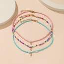 Creative Lock Pendant Color Rice Bead Bohemian Short Candy Color Star and Moon Pendant Necklace 3Piece Setpicture8