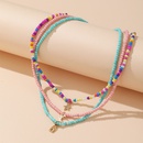 Creative Lock Pendant Color Rice Bead Bohemian Short Candy Color Star and Moon Pendant Necklace 3Piece Setpicture9