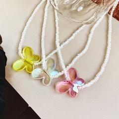 Personality Trend Fluorescent Color Rice Bead Creative Retro Necklace Cross-border Butterfly Pendant Rice Bead Clavicle Chain