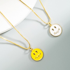 pure copper dripping oil fashion simple necklace hip-hop style personality smile expression smiley face clavicle chain
