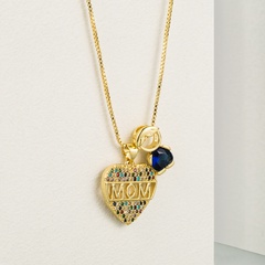 Collier pendentif coeur lettre maman tempérament bijoux série fête des mères pur cuivre incrusté chaîne de clavicule de zircon