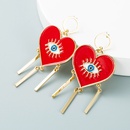 Exaggerated style heartshaped alloy dripping oil eyes tassel earrings retro temperament earringspicture9