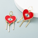 Exaggerated style heartshaped alloy dripping oil eyes tassel earrings retro temperament earringspicture10