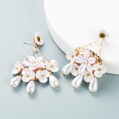 Koreanische Version Mode Harz Blume Perlen Anhänger Ohrringe S925 Silbernadel Ohrringe