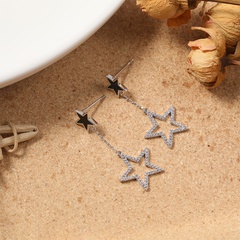 Brass material plating real gold dripping process metal wind five-pointed star shape earrings