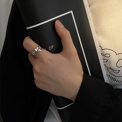 ins minimalist Harajuku style lightning opening trendy index finger ring personality hollow titanium steel bracelet