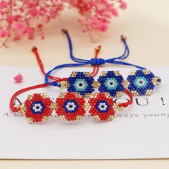 vintage bohemia hand-woven miyuki bead hexagon blue red flower bracelet wholesale nihaojewelry