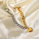 18K fashion stainless steel chain Cuban flat chain stitching heartshaped bracelet wholesale nihaojewelrypicture12