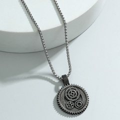 fashion vintage hollow gear stainless steel necklace wholesale nihaojewelry