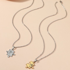 simple cartoon puzzle glossy figure geometric titanium steel necklace wholesale nihaojewelry