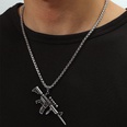 2021 European and American personality hip hop rock stainless steel gun pendant mens necklacepicture7