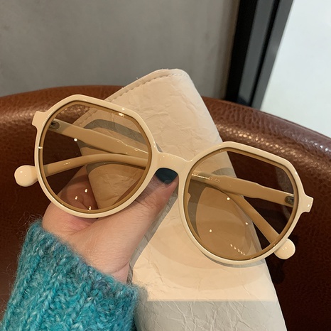 geometric frame milk tea white sunglasses wholesale Nihaojewelry's discount tags