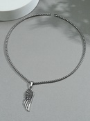 Trendy male domineering retro titanium steel feather wings pendant necklace jewelrypicture6