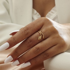 Small independent personality snake-shaped opening ring simple and versatile real gold ring