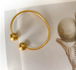Z18 Französisch Retro elegante feste Komponente Metallkugel einfache offene Armband Armband aus Titans tahl 18 Karat vergoldet