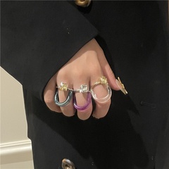 Mode Süßigkeiten Farbe Acryl runden Strass Doppelfarbe passenden Ring Großhandel nihaojewelry