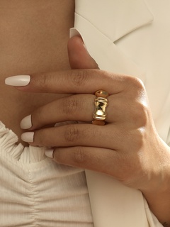 punk real gold copper ring European and American irregular bamboo joint simple and versatile index finger ring